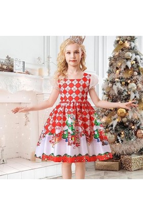 SHAVERUSH Noël pour Filles | Robe Père Noël Cloches Manches Courtes pour Filles,Robes décontractées Noël à Manches Courtes av