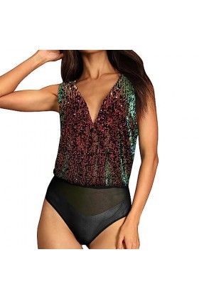 UOWEG Sens Supérieur Flash Discothèque Sexy V Cou Dos Socialite Soirée Combinaison Tempérament Élégant Tout avec Une Base Bod