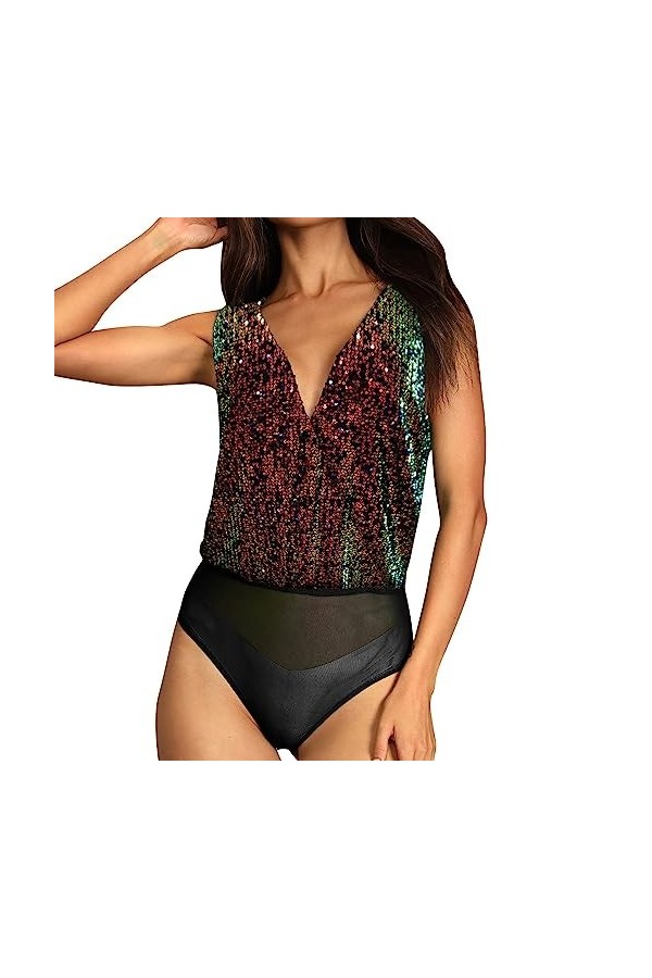 UOWEG Sens Supérieur Flash Discothèque Sexy V Cou Dos Socialite Soirée Combinaison Tempérament Élégant Tout avec Une Base Bod