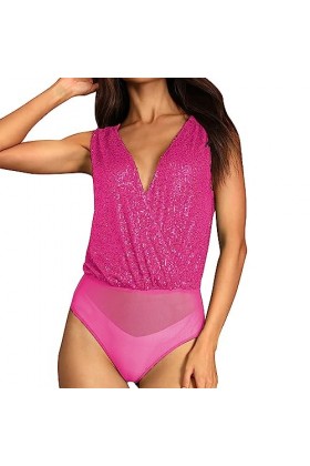 UOWEG Sens Supérieur Flash Discothèque Sexy V Cou Dos Socialite Soirée Combinaison Tempérament Élégant Tout avec Une Base Bod