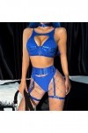 Lingerie pour Femmes pour Un Jeu Sexy Femmes Sexy Maille élastique Ceinture Demi jarretière surbuste Haut et Culotte Trois pi
