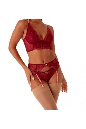 Gossard Superboost Lace Suspender Jarretelle, Cranberry/Raspberry Sorbet, XL Femme