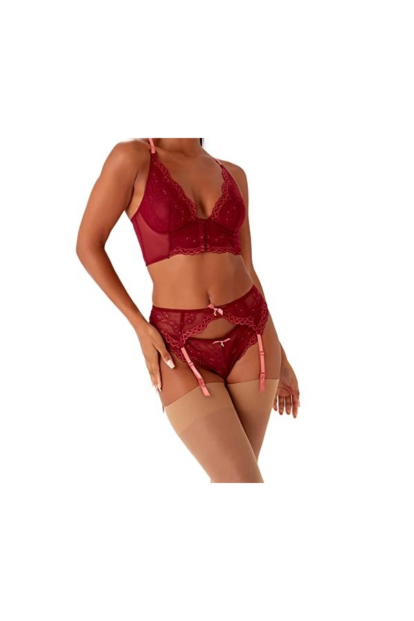 Gossard Superboost Lace Suspender Jarretelle, Cranberry/Raspberry Sorbet, XL Femme
