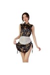 Temptshow Femmes Sexy Cheongsam Lingerie Cosplay Pyjamas Chinois Vintage Brodé Robe, Dos nu, taille unique
