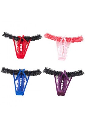 KHUFUZI Lingerie pour femme, sexy, sous-vêtements en dentelle, culotte string mignon, idéale comme cadeau pour une amie, Lot 