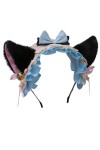 TTYAO REII Serre-tête oreilles de chat Lolita pour femme, costume de chaton duveteux, nœud en dentelle et ruban pour fête cos