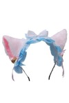 TTYAO REII Serre-tête oreilles de chat Lolita pour femme, costume de chaton duveteux, nœud en dentelle et ruban pour fête cos