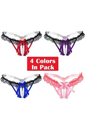 KHUFUZI Lingerie pour femme, sexy, sous-vêtements en dentelle, culotte string mignon, idéale comme cadeau pour une amie, Lot 