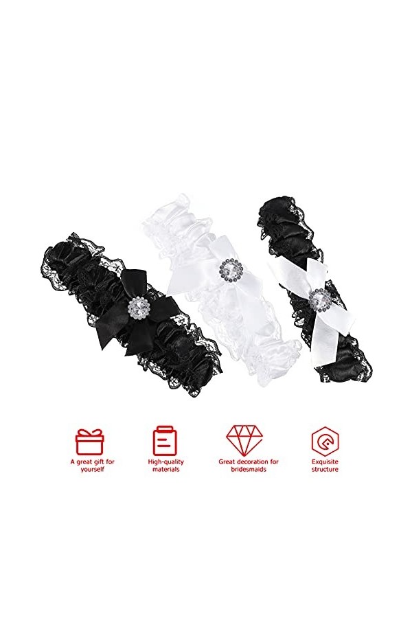 SOIMISS 9 Pièces Cercle De Jambe Porte-Jarretelles Noir Ceintures De Mariée Costumes Noirs Accessoires De Mariage pour Les Ma