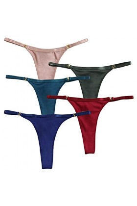 HMLOPX Daily Wear Femme String T Dos Taille Basse sans Couture sous-Vêtements Sexy String Bikini String Culotte Lot de 5 Col