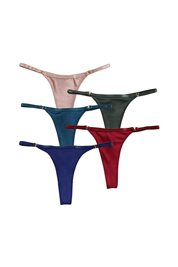 HMLOPX Daily Wear Femme String T Dos Taille Basse sans Couture sous-Vêtements Sexy String Bikini String Culotte Lot de 5 Col