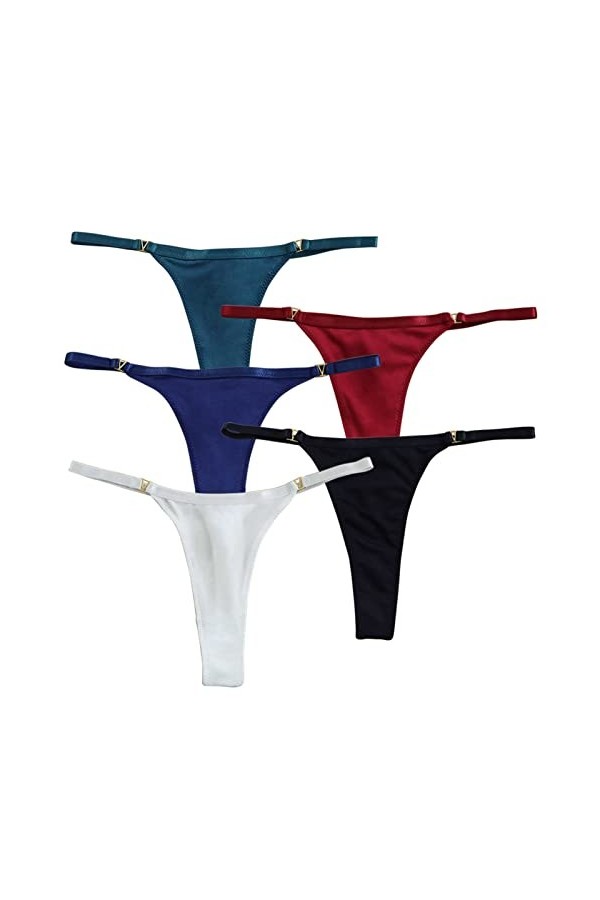 HMLOPX Daily Wear Femme String T Dos Taille Basse sans Couture sous-Vêtements Sexy String Bikini String Culotte Lot de 5 Col
