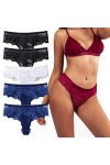 HMLOPX Daily Wear String Taille Basse en Dentelle for Femme Sexy sous-vêtement Extensible T Back Culotte Invisible Lot de 5 
