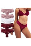HMLOPX Daily Wear String Taille Basse en Dentelle for Femme Sexy sous-vêtement Extensible T Back Culotte Invisible Lot de 5 