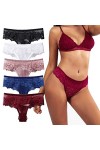 HMLOPX Daily Wear String Taille Basse en Dentelle for Femme Sexy sous-vêtement Extensible T Back Culotte Invisible Lot de 5 