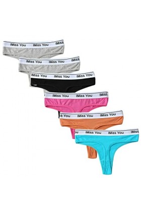 Daily Wear Lot de 6 Strings en Coton for Femme Lot de 6 Culottes Taille Basse Bikini Sexy sous-vêtements Respirants Color : 