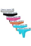 Daily Wear Lot de 6 Strings en Coton for Femme Lot de 6 Culottes Taille Basse Bikini Sexy sous-vêtements Respirants Color : 