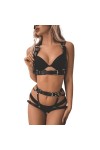 Harnais de corps à rivet pour femme - Lingerie porte-jarretelles en cuir gothique - Pour festival, club, Halloween, fête de N