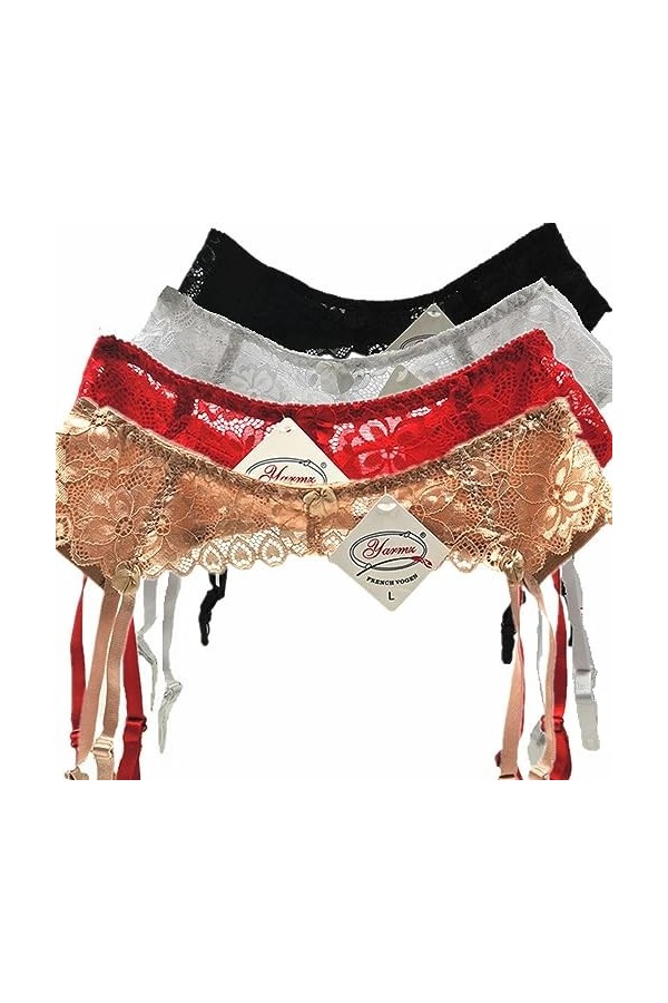 OKGD Porte-Jarretelles en Dentelle pour Femme Ceinture Sexy Bretelles sous-vêtements Transparents Ceinture à Double Boutonnag