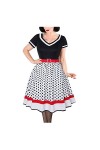 Hepburn Robe décontractée à manches courtes pour femme - Col en V - Coupe trapèze - Grande taille - Rockabilly - Avec ceintur