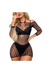 ZTIANEF Nuisettes Et Deshabillés Robe Sexy Lingerie Résille Évider Chemise De Nuit Voir À Travers Les Vêtements De Nuit,Noir,