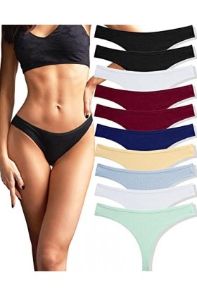 FINETOO String Coton Femme Tanga Sexy Chic Culotte Confortable Tanga Menstruelle Lingerie Erothique Lot de 10 S-XL