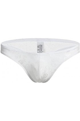 sous-vêtements Sexy pour Hommes, String G, Slip en Dentelle, T-Back, Culotte Transparente,Blanc,XXL