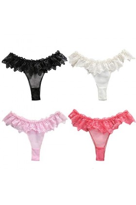 KHUFUZI Lingerie pour femme, sexy, sous-vêtements en dentelle, culotte string mignon, idéale comme cadeau pour une amie, Lot 