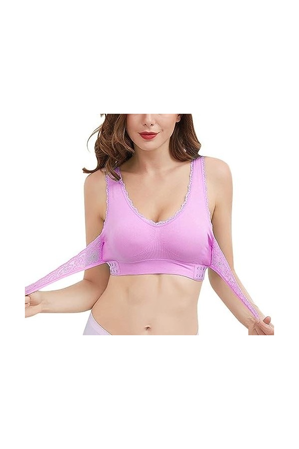 GHAKKE Soutien-Gorge en Dentelle Élégant pour Les Femmes Plus Âgées Bralette Avant Criss sous-vêtement sans Fil À Boucle Laté