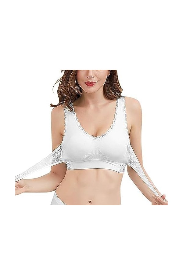GHAKKE Soutien-Gorge en Dentelle Élégant pour Les Femmes Plus Âgées Bralette Avant Criss sous-vêtement sans Fil À Boucle Laté