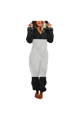 Pyjama pour femme - En polaire - Une pièce - En peluche - Confortable - Doux, chaud, B gris foncé., XXXL
