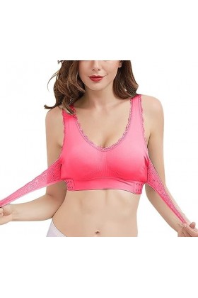 GHAKKE Soutien-Gorge en Dentelle Élégant pour Les Femmes Plus Âgées Bralette Avant Criss sous-vêtement sans Fil À Boucle Laté
