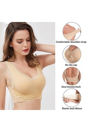 GHAKKE Soutien-Gorge en Dentelle Élégant pour Les Femmes Plus Âgées Bralette Avant Criss sous-vêtement sans Fil À Boucle Laté