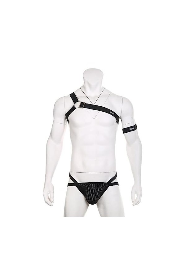 WEITING Sangle de Costume pour Homme Sangle de Poitrine Suspendue au Cou Brassard de Discothèque pour Homme String en Maille 