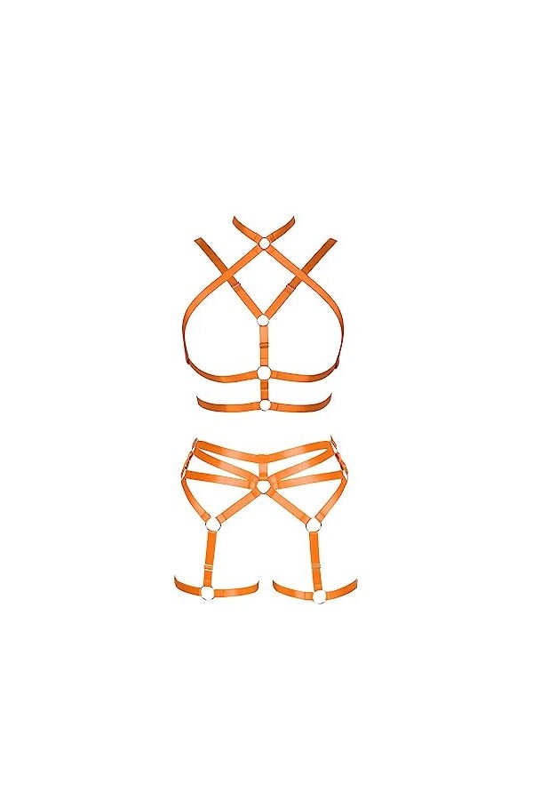 JMMHSS Punk Body harnais leg lacets set lacets ajustement serré gothique artwear Vert fluorescent 