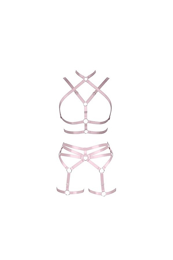 JMMHSS Punk Body harnais leg lacets set lacets ajustement serré gothique artwear Vert fluorescent 