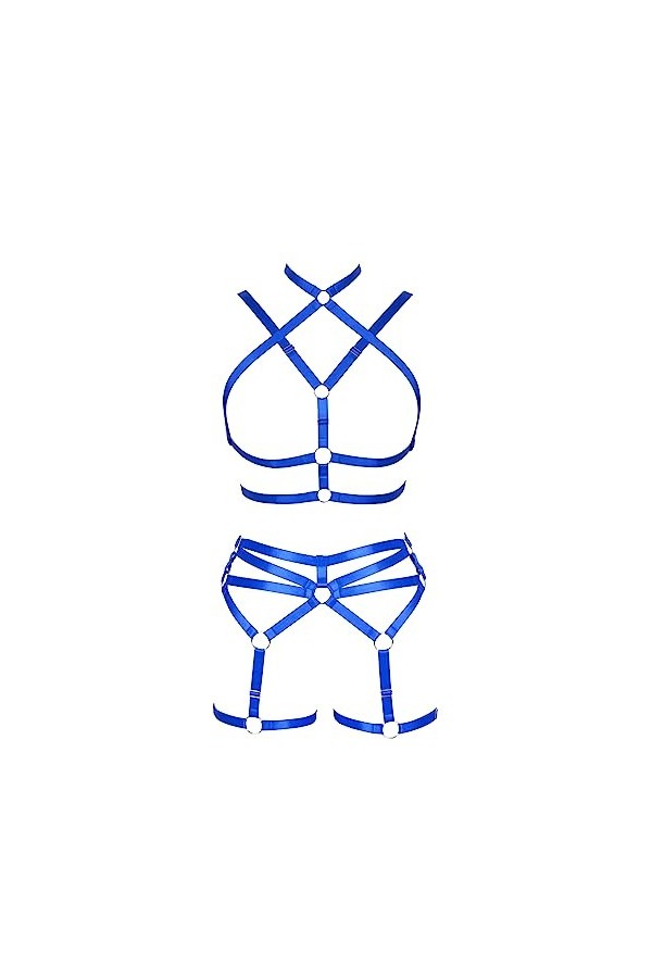 JMMHSS Punk Body harnais leg lacets set lacets ajustement serré gothique artwear Vert fluorescent 