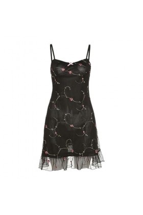 SHANHE Gothique Noir Sexy Mini Robe Femmes Esthétique Vintage Dentelle Punk Imprimer Robe Harajuku Été Élégant Fête Grunge Ro