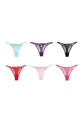 TTPSRY String Femme Lot de 6 Sexy Chic Mesh Tangas Slips Stretch Taille Moyenne Culottes Grande Taille Culotte Grille Ficelle