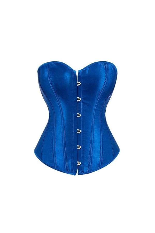 WEITING Plus Size Satin Dance Overbust Corselet Body Shaperwear Femmes Sexy Corsets Et Bustiers-Bleu,M