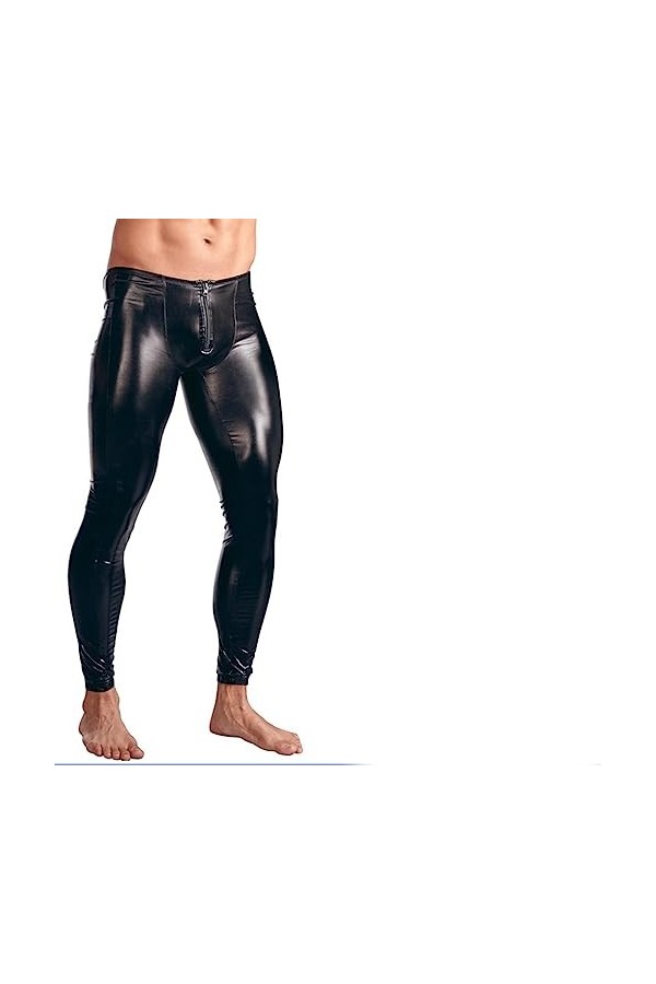 VOIV Hommes Latex Faux Cuir PVC Sexy Club Dance Wear Hommes Leggings Pantalon Performance sur scène