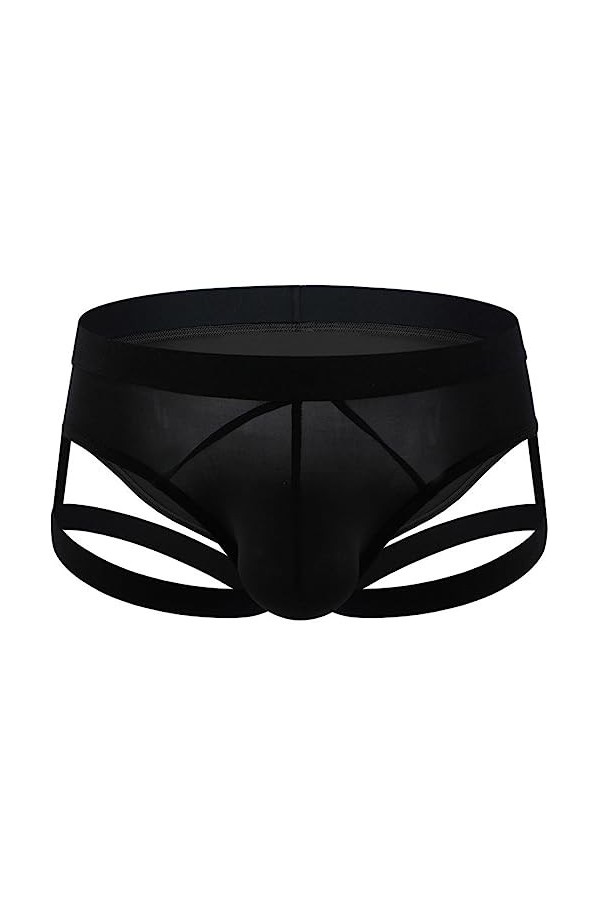 MENGQING Lingerie sexy pour homme, culotte fine, string en dentelle, sac damélioration de bikini découpé, culotte string-B3,