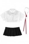 WSZJLN Costume Sexy Écolière Cosplay Étudiante Uniforme Femmes École Coquine Lingerie Ensemble Chemises Érotiques Crop Tops J