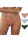 Briskorry Lot de 3 slips en dentelle pour femme - Sexy - String en dentelle - Respirant - Confortable - Culotte - Sous-vêteme