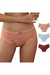 Briskorry Lot de 3 slips en dentelle pour femme - Sexy - String en dentelle - Respirant - Confortable - Culotte - Sous-vêteme
