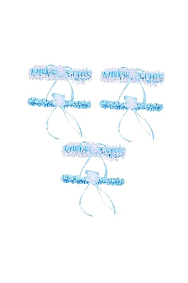 Abaodam 3 Ensembles Arc Jarretière Perle Ceinture De Mariée Dames Ceintures Ceinture Élastique pour Femmes Jarretières Floral