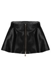 SHANHE Womens PU Leather Lingerie Mini Jupes Sexy Roleplay Costume Taille Haute Fermeture Éclair Avant Plissée Mini Jupe Part