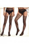 Yilanmy Lot de 3 paires de collants noirs pour femme Motif sexy Taille haute, 4 collants porte-jarretelles araignée + trou + 