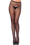 Leg Avenue Plus Size Femmes Collant Bas résille avec crosse ouverte dans le noir une taille environ 42