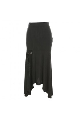 2023 European and American Style Spring New Womens Solid Color Slim-fit Street Fashion High Waist Bag Hip Slit Skirt-Dark Gr